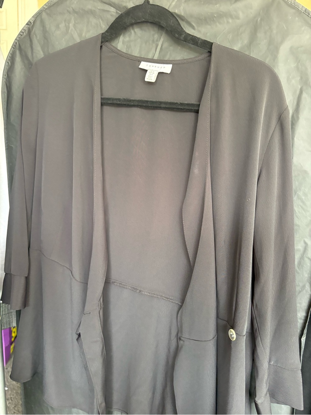 Topshop Charcoal Open-Front Draped Blazer